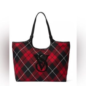 Victoria Secret Plaid Tote Bag NWT